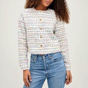 New Hill House Ames Tweed Drop-Shoulder Jacket White Multi XL $250